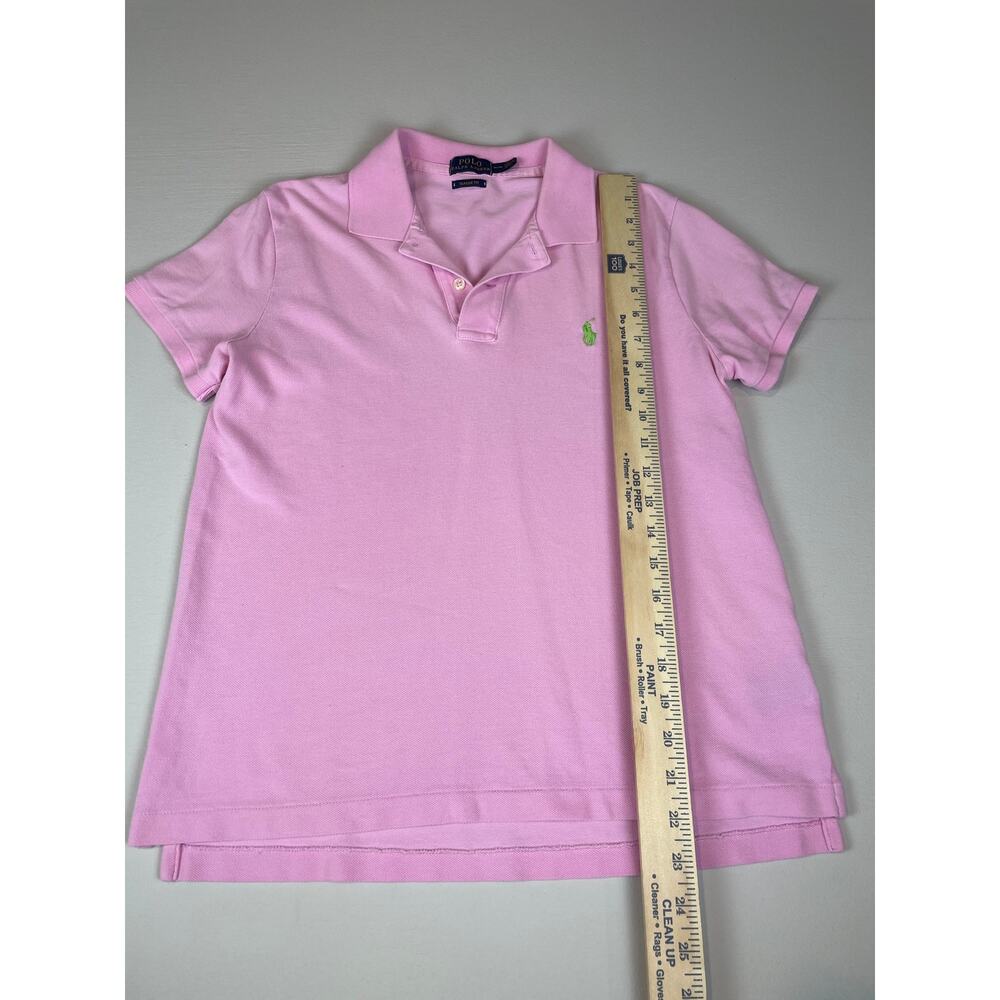Polo Ralph Lauren Sz M Classic Fit Pink Polo Green Embroidered Logo 100% Cotton - Picture 4 of 8